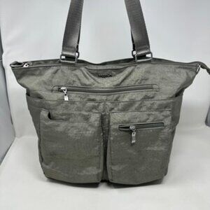Baggalini Pewter Carryall Laptop Tote Silver Large